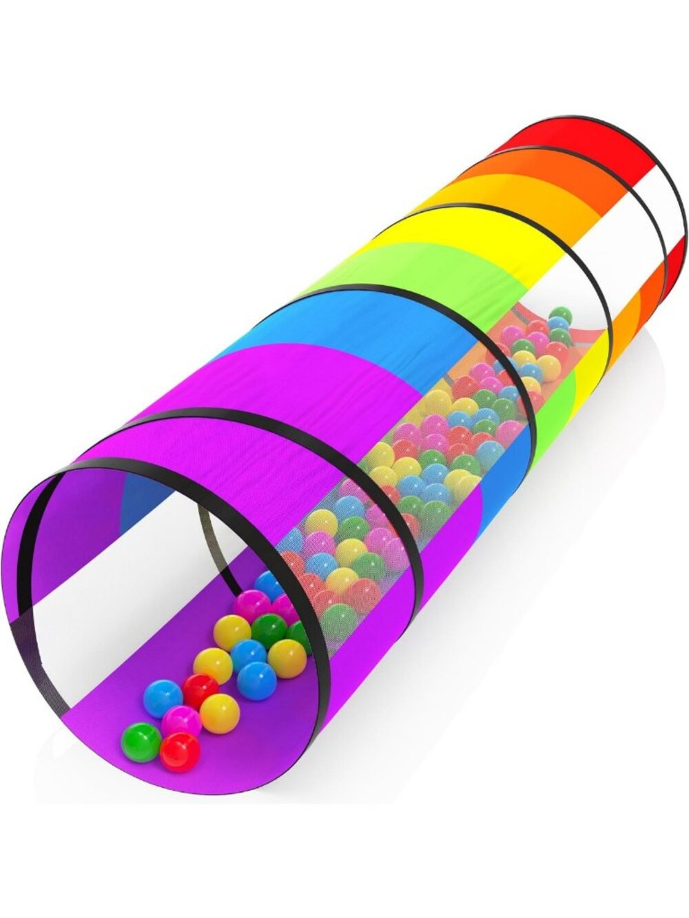 Colorful Kids Play Tunnel 70x21" - Foldable Crawling Toy for Toddlers & Pets
